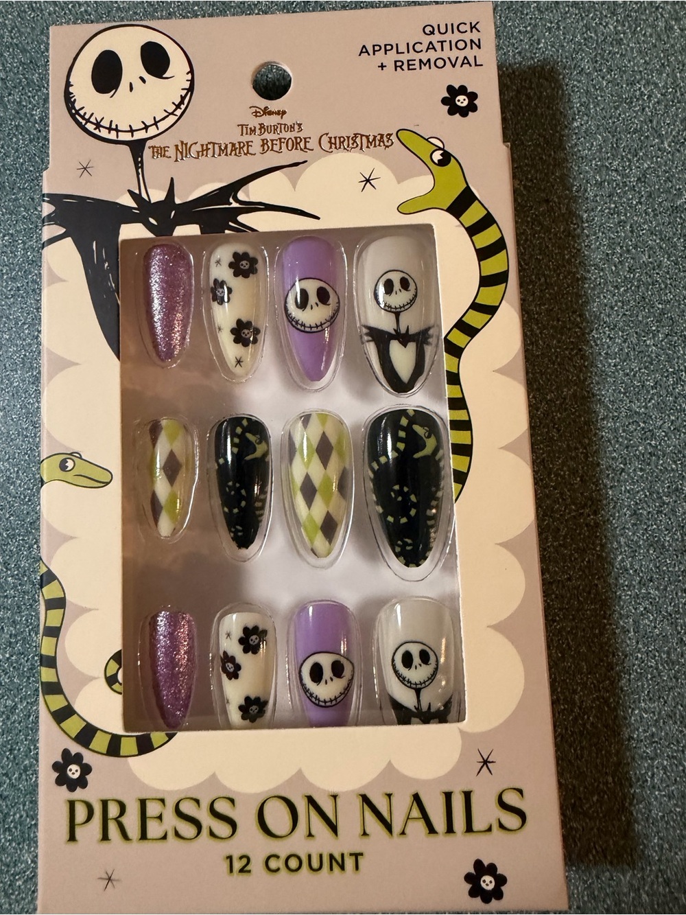 Disney The Nightmare Before Christmas Press-On Nails - Purple/White/Black/Green